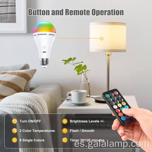 Bombilla LED RGB recargable de 9 W